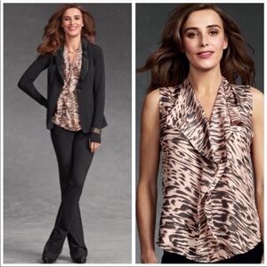 Cabi #104‎ Pink Brown Silk Sleeveless Top XS